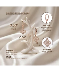 Cubic Zirconia Sterling Silver Flower Shape Micro Pave Earrings