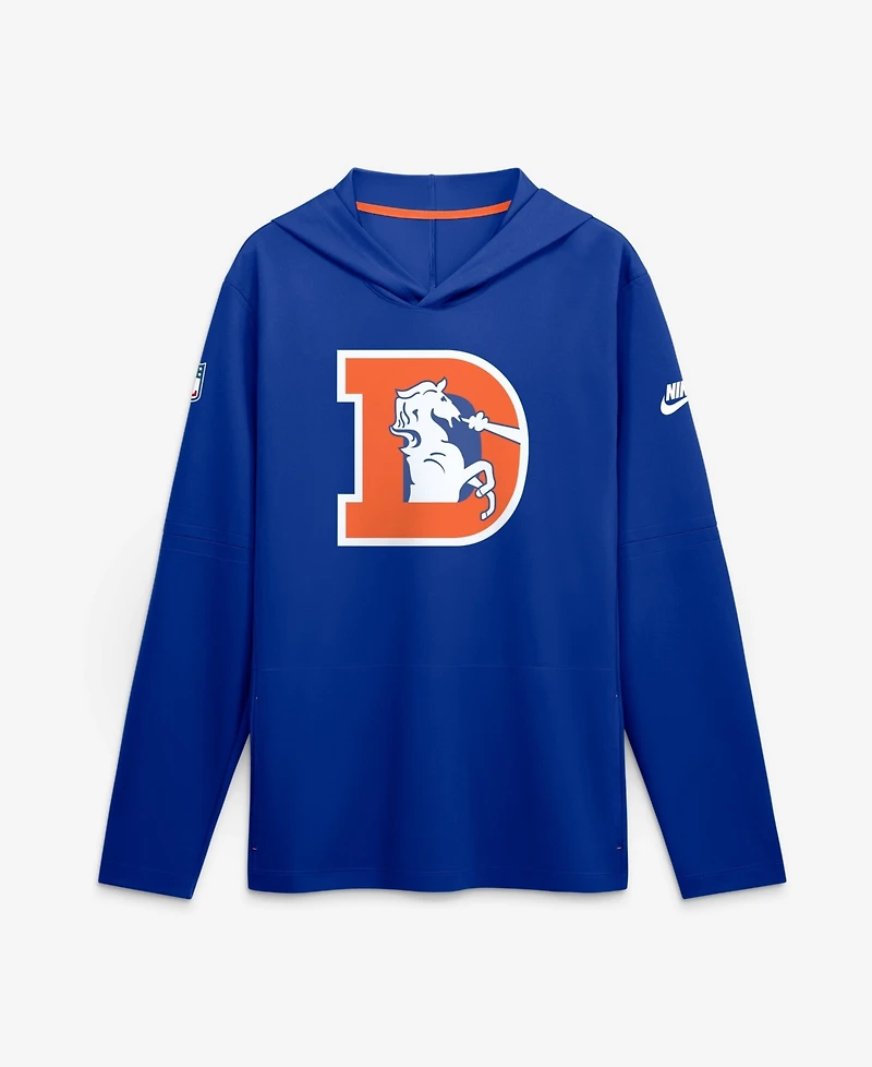 Nike Men's Royal Denver Broncos Sideline Dri-fit Long Sleeve Hooded T-Shirt