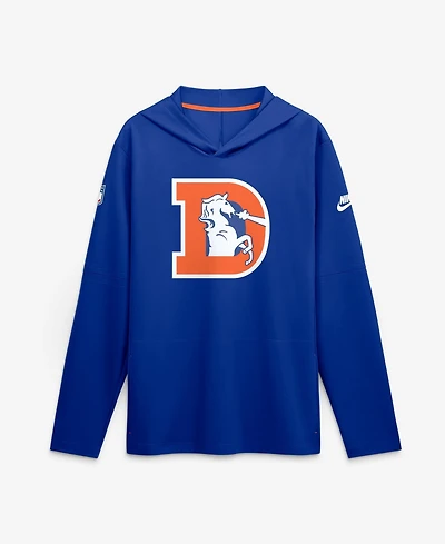 Nike Men's Royal Denver Broncos Sideline Dri-fit Long Sleeve Hooded T-Shirt