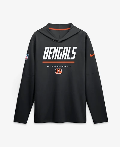 Nike Men's Black Cincinnati Bengals Sideline Lightweight Long Sleeve Dri-fit Hoodie