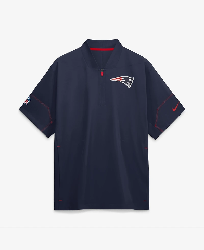 Nike Men's Navy New England Patriots Sideline Short Sleeve Quarter-Zip Coaches Jacket