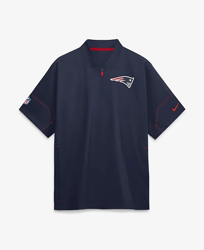 Nike Men's Navy New England Patriots Sideline Short Sleeve Quarter-Zip Coaches Jacket