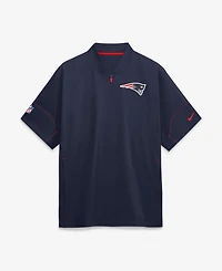 Nike Men's Navy New England Patriots Sideline Short Sleeve Quarter-Zip Coaches Jacket