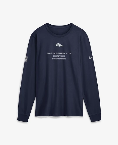 Nike Men's Navy Denver Broncos Sideline Bold Arch Star Dri-fit Long Sleeve T-Shirt