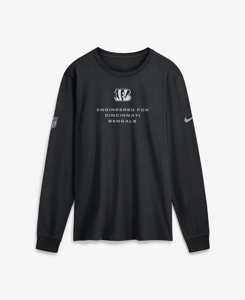 Nike Men's Black Cincinnati Bengals Sideline Bold Arch Star Dri-fit Long Sleeve T-Shirt