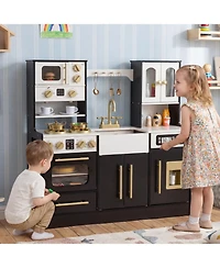 Slickblue Kids Wooden Play Kitchen with Lights and Sound Effects
