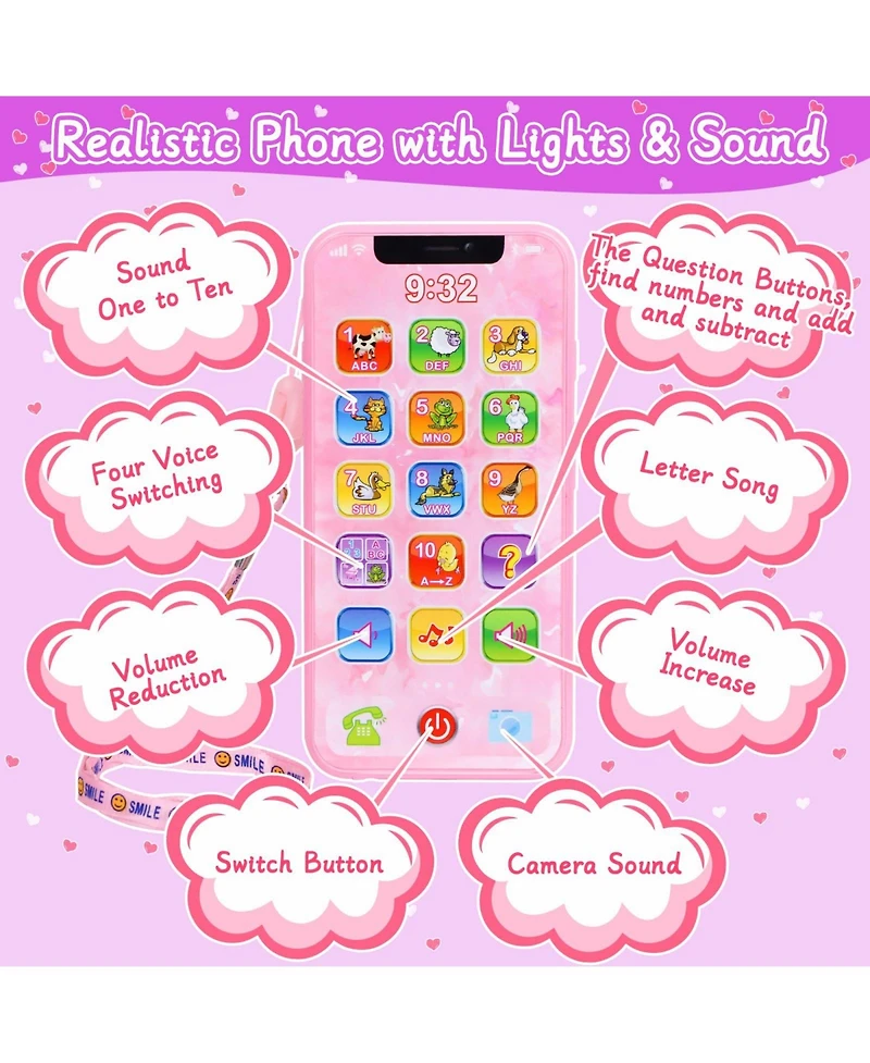 Gnuadz Play Purse Handbag Makeup Set Sunglasses Smartphone Wallet Car Keys Credit Cards Money