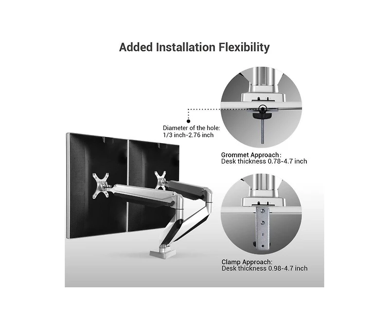 FlexiSpot Heavy Duty-Dual Monitor Arm Mount Premium Aluminum Build, Gas Spring System