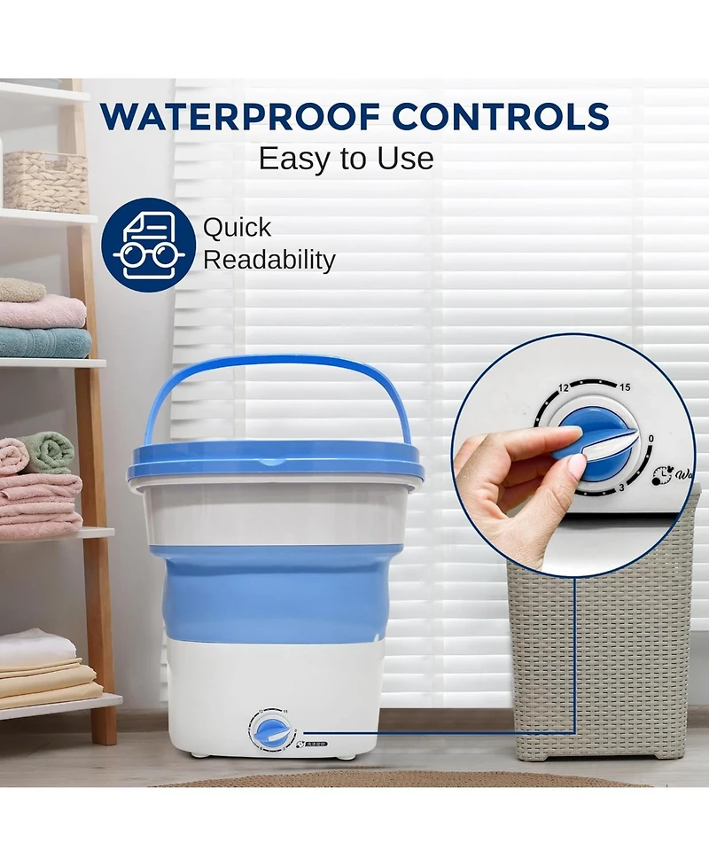 Pure Clean Portable Mini Washing Machine Lightweight Collapsible Bucket - Perfect for Camping, Travelling, Apartment