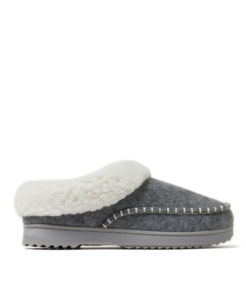 Dearfoams Women's Nyla Felted Plaid Moc Toe Clog Slippers