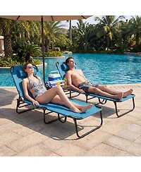 Gouun Set of 2 Folding Face-Down Tanning Chairs with Face Hole and 3 Pillows