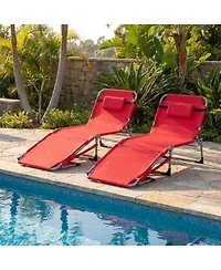Gouun Set of 2 Portable Tanning Chairs with 4-Level Adjustable Backrest