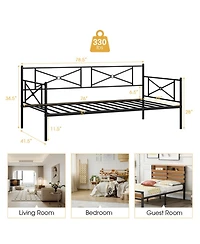 Gouun Twin Metal Daybed Frame Steel Slats Sofa Bed Victorian Style
