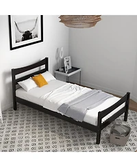 Gouun Twin Size Rustic Platform Bed Frame with Headboard and Footboard