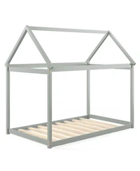 Gouun Twin Kids House Bed with Roof and Reinforced Slats