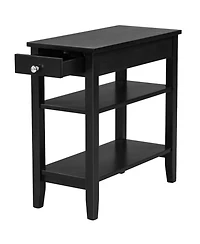 Gouun Side End Table with Drawer and 2-Tier Open Storage Shelves