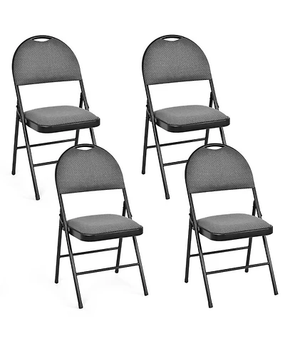 Gouun 4-Piece Padded Folding Chairs Fabric Backrest Metal Frame Set