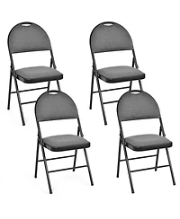 Gouun 4-Piece Padded Folding Chairs Fabric Backrest Metal Frame Set