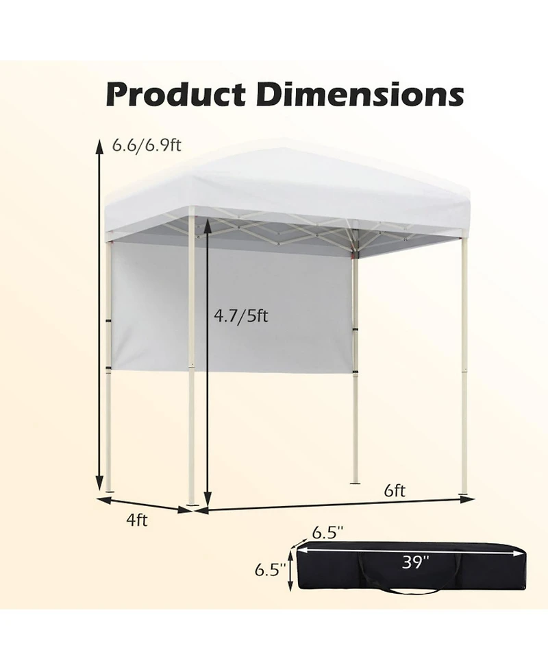 Gouun 6 x 4 Feet Pop-Up Canopy Tent with Half Sidewall Sun Shelter