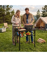 Gouun 3-Height Folding Camping Table with Storage Net