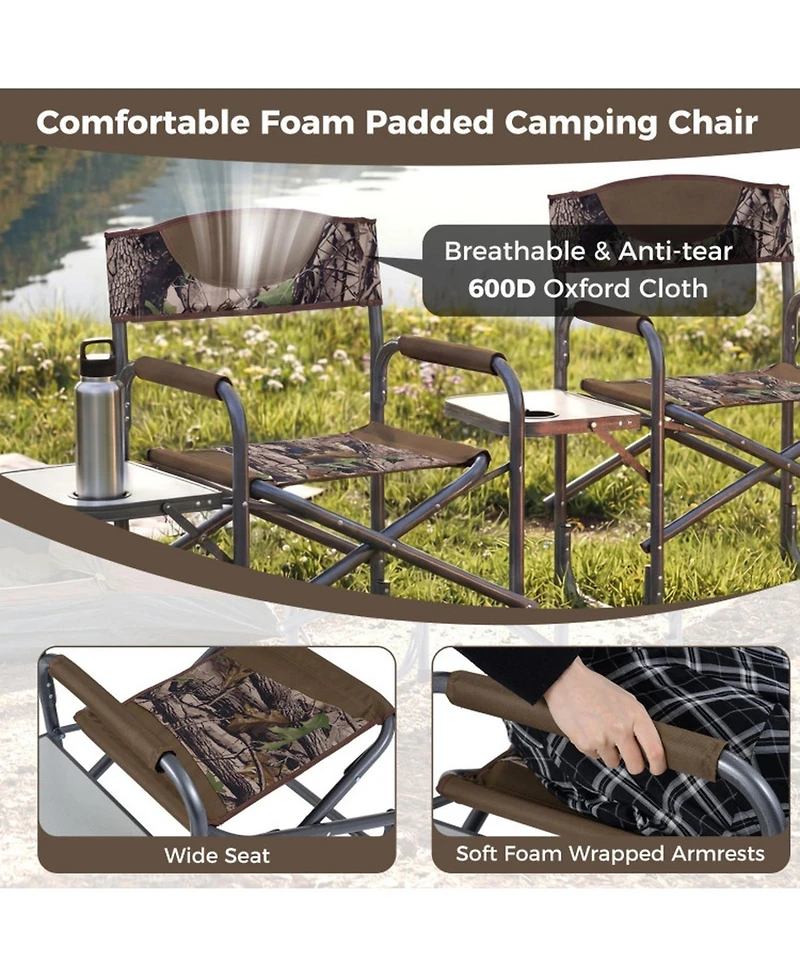 Gouun Lightweight Folding Camping Chair with Side Table and Cup Holder