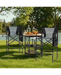 Gouun 46-Inch Tall Director's Chair with Side Table and Footrest