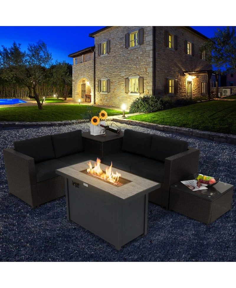 Gouun 5-Piece Patio Conversation Set with 60,000 Btu Propane Fire Pit Table