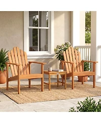 Gouun Stackable Acacia Wood Adirondack Chair Set of 2 with Side Table
