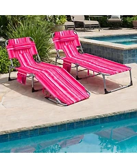 Gouun Portable Tanning Chaise Lounge Chairs Set of 2 with Adjustable Footrest