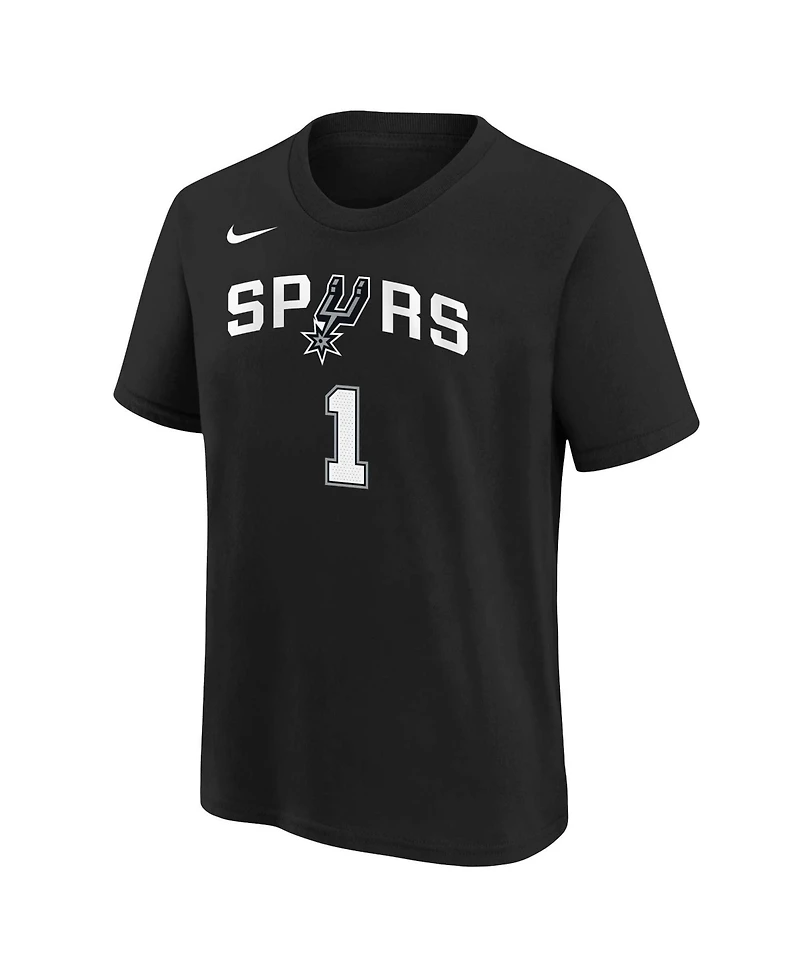 Nike Big Boys and Girls Victor Wembanyama Black San Antonio Spurs Icon Name Number T-Shirt