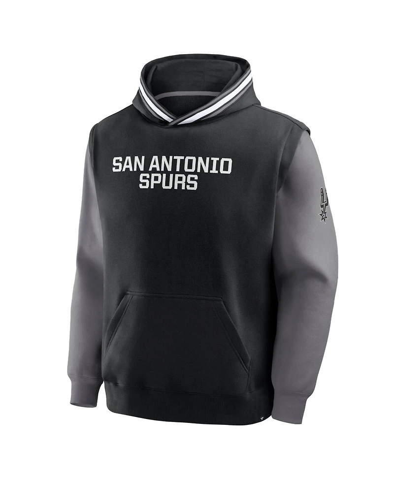 Fanatics Men's Black/Gray San Antonio Spurs Half Court Shot Clock Fastbreak Hoodie