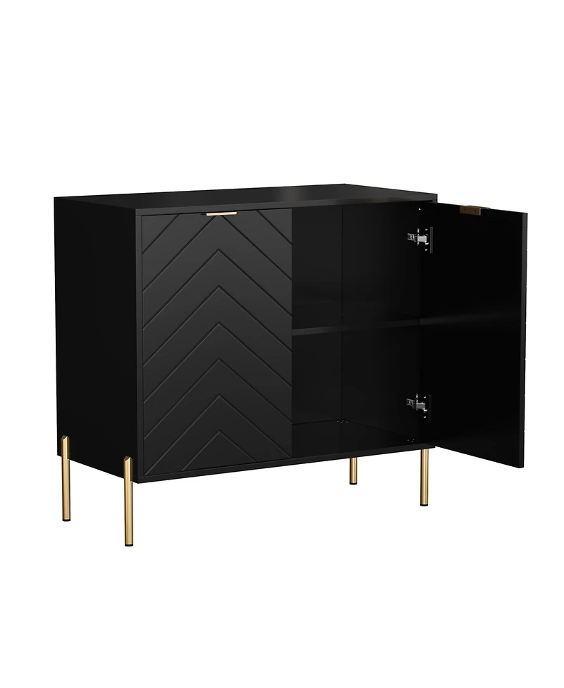 Clihome Storage Cabinet with 2 Doors, 32 Inch Monden Accent Adjustable Shelf, Free-Standing Sideboard