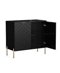 Clihome Storage Cabinet with 2 Doors, 32 Inch Monden Accent Adjustable Shelf, Free-Standing Sideboard