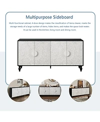 Clihome Large Faceted Carved and Spliced Doors Combined with Frames for Tv Stand Table, Sideboards, Accent Cabinets