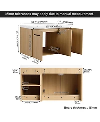 Sillysis 36 Inch Wall Mounted Bathroom Vanity with Resin Sink Top, Soft Close Doors