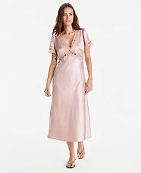 And Now This Women's Satin Lace-Trim Midi Dress, Macy's Exclusive