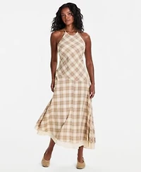 Now This Womens Cotton Plaid Cami Strap Asymmetric Dress Macys Exclusive