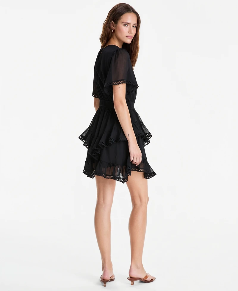 And Now This Women's Ruffle-Tiered Short-Sleeve Mini Dress, Macy's Exclusive