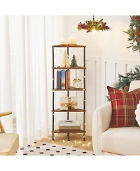 Slickblue Space-Saving Industrial Corner Bookcase with 5 Open Storage Shelves