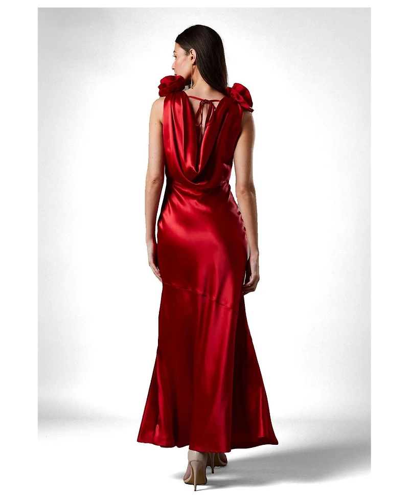 Coast Women's Corsage Satin V-Neck Maxi Dress