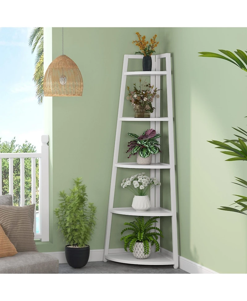 Slickblue 70" Corner Shelf, 5 Tier Corner Storage Rack Ladder Bookcase