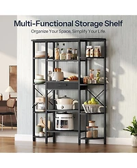 Slickblue Tall Bookcase with 12 Open Shelves and Fabric Storage Drawer