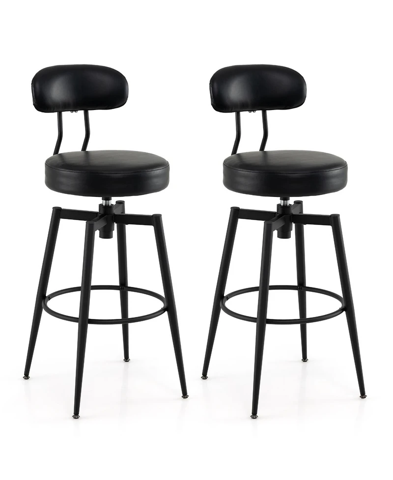Slickblue Set of 2 Bar Stools Swivel Design with Faux Leather Cushion Seating