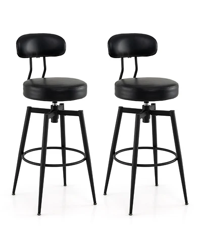 Slickblue Set of 2 Bar Stools Swivel Design with Faux Leather Cushion Seating