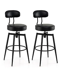 Slickblue Set of 2 Bar Stools Swivel Design with Faux Leather Cushion Seating