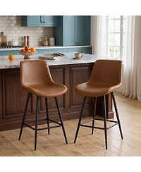 Slickblue Set of 2 Kitchen Bar Stools with Back Support and Footrest Design