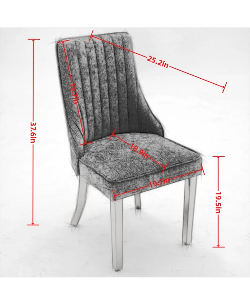 Clihome Rayon Cloth Flocking Chenille Dining Chairs Channel Kitchen Dinner Chair Comfy Fabric Upholstered