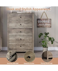 homfan Tall 5 Drawer Dresser with Deep Drawers and Metal Knobs for Bedroom, Entryway, Hallway