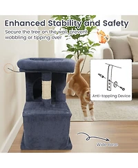 Gymax 25.5'' Cat Tree with 2 Large Condo Padded Top Perch Sisal Scratching Posts for Cats