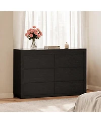 homfan 6 Drawer Dresser, 47 Inch Wood Chest with Anti Tipping Device for Bedroom or Living Room